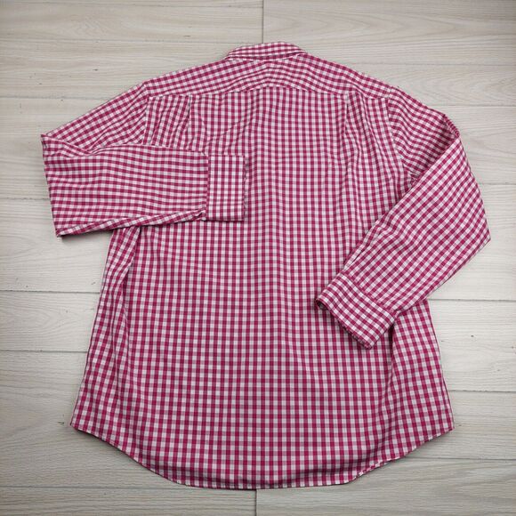 Charles Tyrwhitt Shirt Mens XL Pink Gingham Check Non Iron Slim Fit Preppy Dad - Picture 3 of 6